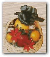 Holiday Petite basket with fruit, nut cracker cookies, hazelnut truffles and fresh florida citrus