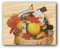Holiday Basket of Gift Fruit - salami, marmalade, pretzels and citrus